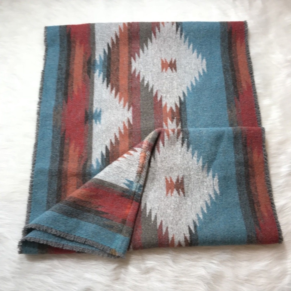 Southwestern Patterned Scarf in Blue and Brown